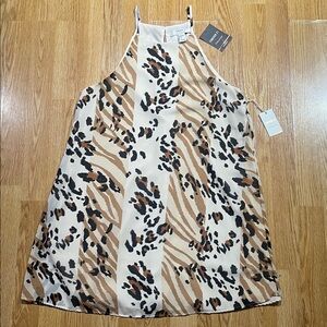 Forever 21 Cream and Brown Animal Print A-Line Dress